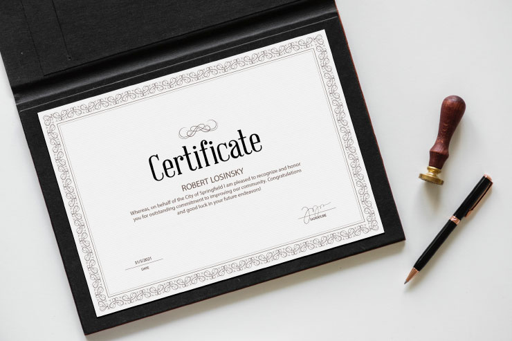 Certificate of appreciation created in Swift Publisher for Mac