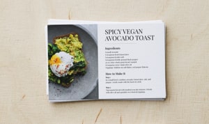 How to Design and Print DIY Recipe Cards article preview with healthy food recipe.
