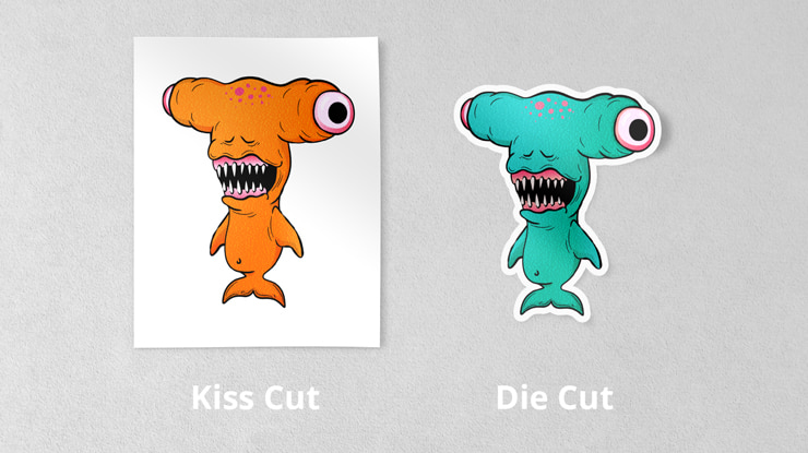 Kiss cut and die cut stickers with spooky hammerhead shark