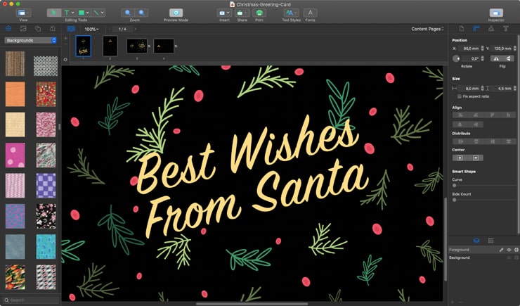 Christmas and New Year Greeting Card Template in Publisher, Pages