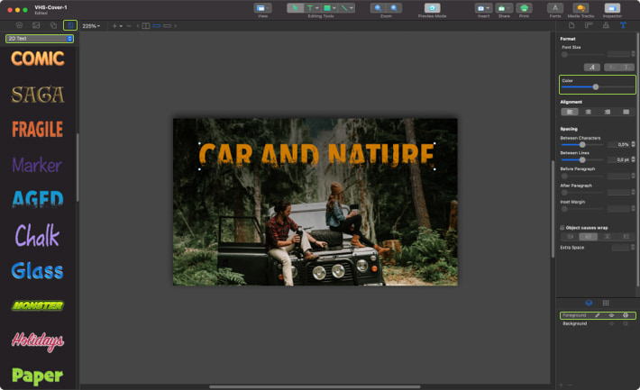 Adding a header to the VHS face element in Swift Publisher for Ma.