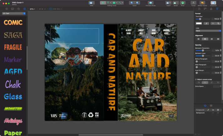 Adding new text boxes in Swift Publisher for Mac.