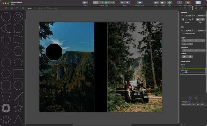 Adjusting icon shape in Swift Publisher for Mac.