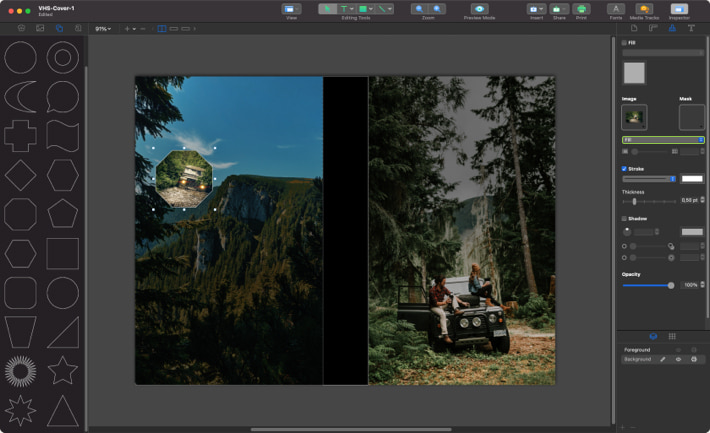 Altering Image of VHS cover in Swift Publisher for Mac.