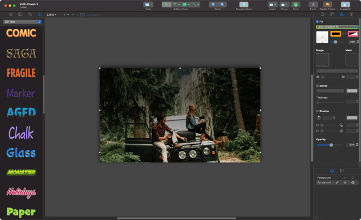 Creating image gradient in Swift Publisher for Mac.