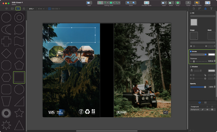 Creating a rectangle in Swift Publisher for Mac.