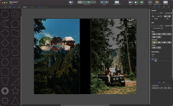 Creating two different images of VHS cover on Swift Publisher for Mac.