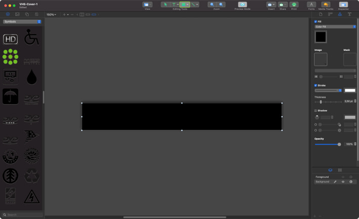 Creating a VHS background color in Swift Publisher for Mac.