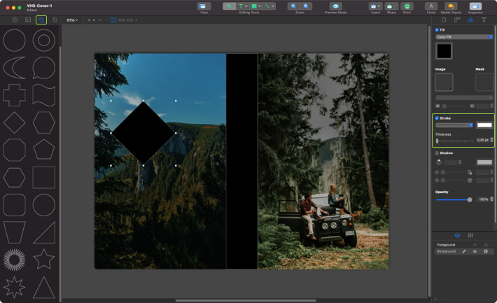 Designing an icon with Smart Shapes in Swift Publisher for Mac.