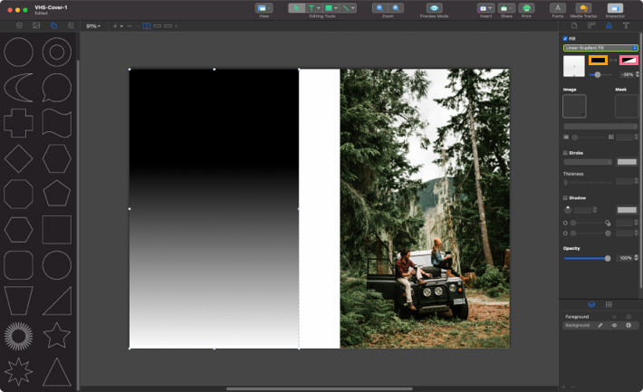 Gradient creation in Swift Publisher for Mac.