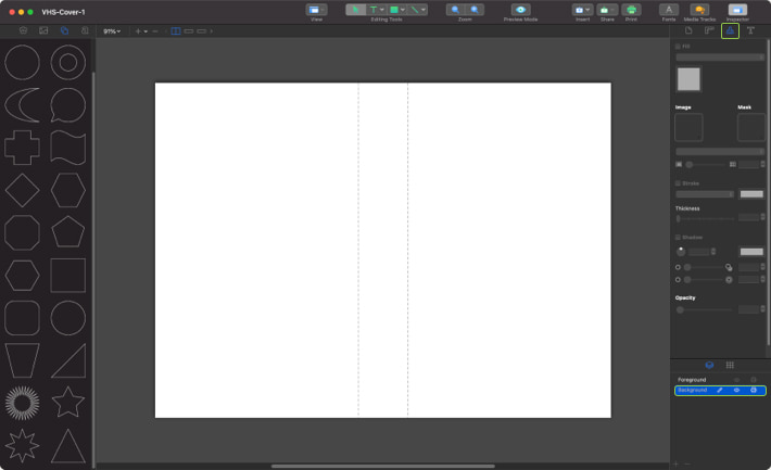 Working with Layers to create a VHS cover in Swift Publisher for Mac.