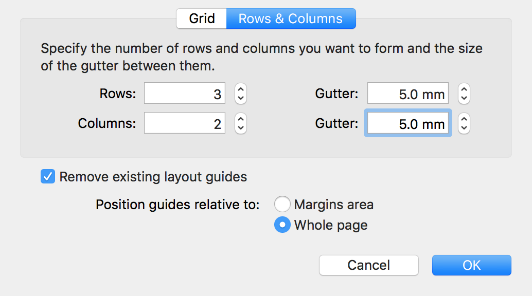 columns and gutters in istudio publisher