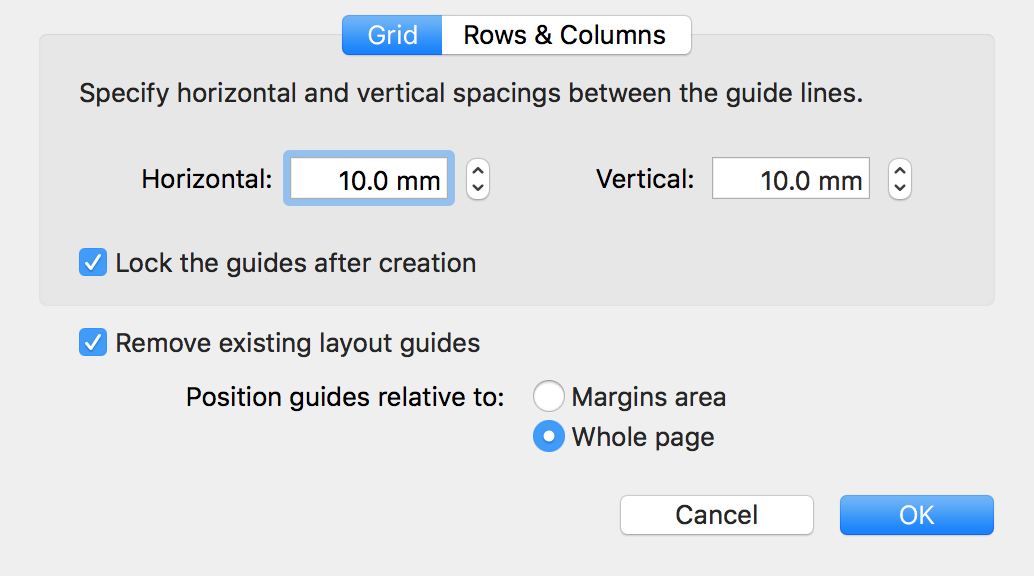 Grid settings