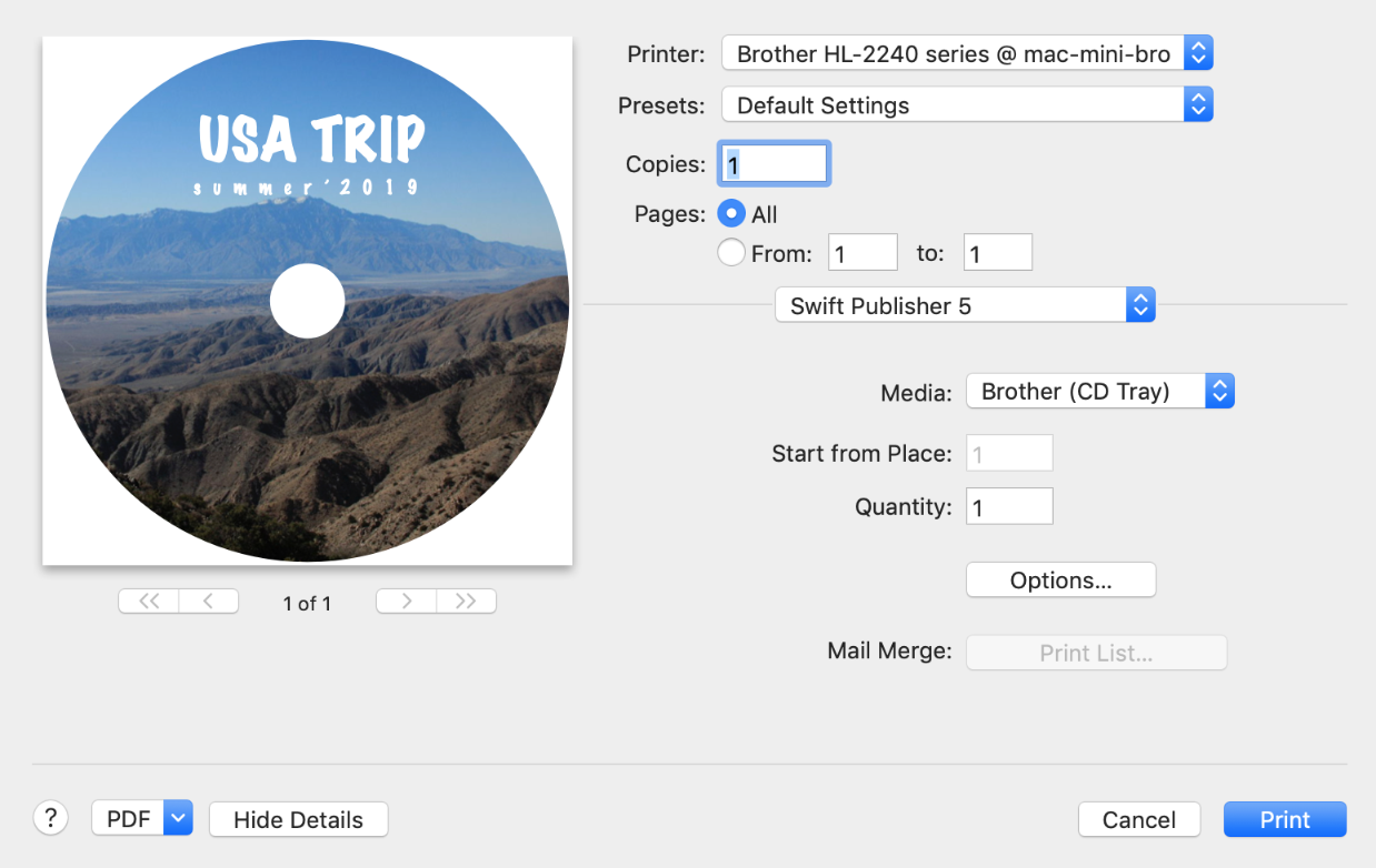 swift publisher for mac is not printing